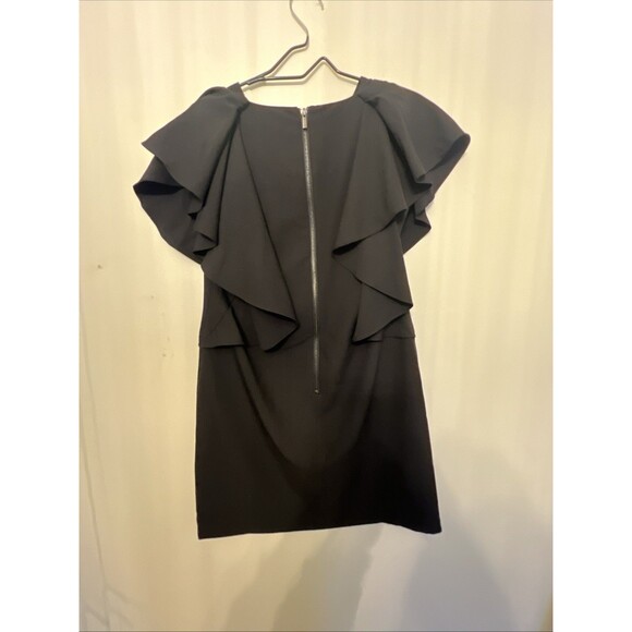 Gabrielle Union NY&Co Womens Black Sheath Dress Flutter Sleeve V Neck Sz S Small - Picture 12 of 12